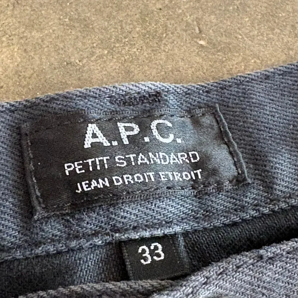 A.P.C. Men's Dark Gray Washed Slim Straight Denim Jeans Button Fly SZ 34